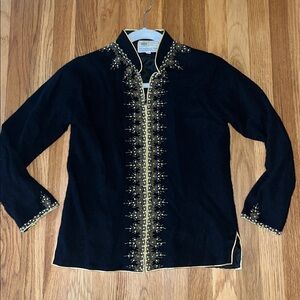 Vintage Cecile Lambswool Angora Embroidered Beaded Cardigan Sweater Size 36